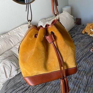 Dooney & Bourke Yellow Suede Bucket Bag